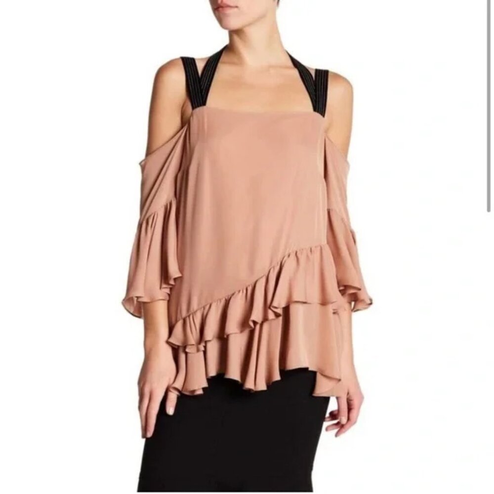 Cinq a Sept Dulce Rosetta Off the Shoulder Ruffle Top